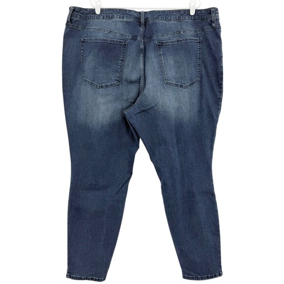 Terra & Sky Women's Stretch High Rise Core Skinny Dark Blue Jeans Plus 26W NWT - Picture 2 of 10
